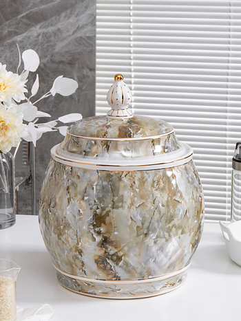 Recipient ceramic în stil european, cu capac etanș, pentru orez și făină, antiumezeală și dăunători, 10 kg