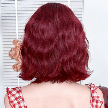 Perucă pentru femei cu păr buclat, stil coreean, model D-155, fibre sintetice rezistente la temperaturi înalte