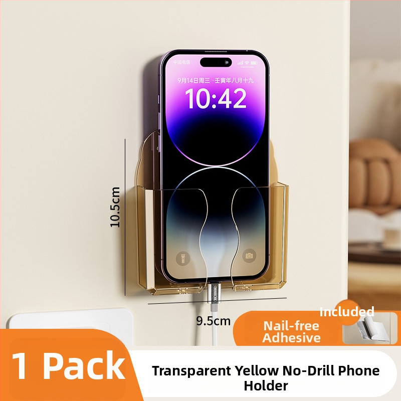 Zidni držač za telefon s pretincem za daljinski upravljač i stalком za punjenje, plastika, model 0001, bez montaže