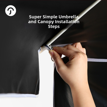 Щандов чадър за пазари – 4 фибърни ребра, стоманена мачта, полиестер 210T платно, UPF50+, ръчно разтваряне и прибиране, персонализиране на лого