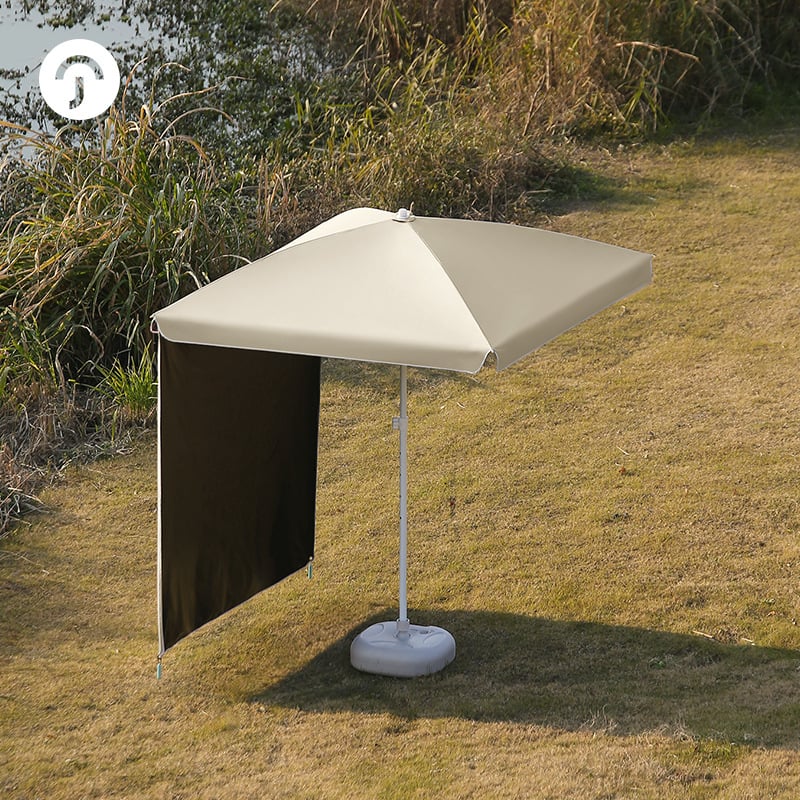 Щандов чадър за пазари – 4 фибърни ребра, стоманена мачта, полиестер 210T платно, UPF50+, ръчно разтваряне и прибиране, персонализиране на лого