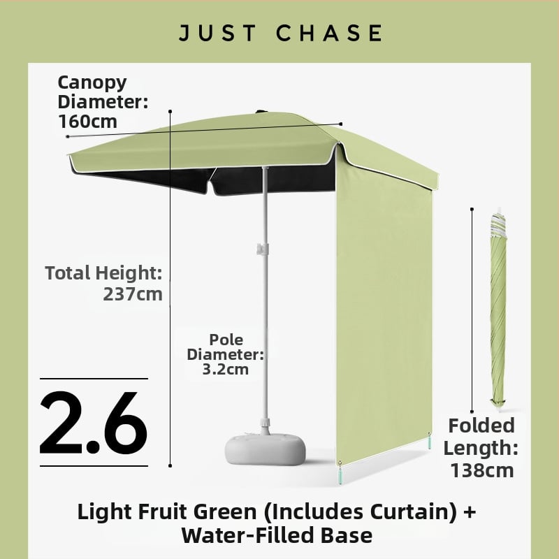 Щандов чадър за пазари – 4 фибърни ребра, стоманена мачта, полиестер 210T платно, UPF50+, ръчно разтваряне и прибиране, персонализиране на лого