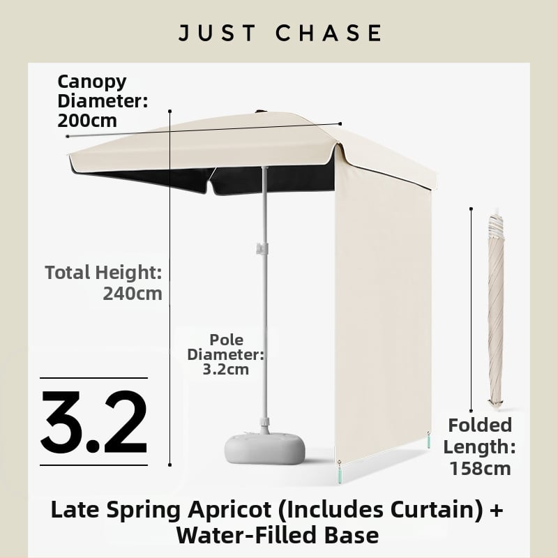 Щандов чадър за пазари – 4 фибърни ребра, стоманена мачта, полиестер 210T платно, UPF50+, ръчно разтваряне и прибиране, персонализиране на лого