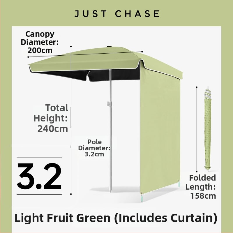 Щандов чадър за пазари – 4 фибърни ребра, стоманена мачта, полиестер 210T платно, UPF50+, ръчно разтваряне и прибиране, персонализиране на лого