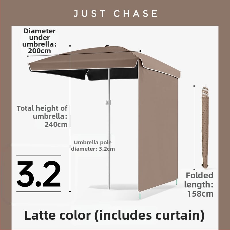 Щандов чадър за пазари – 4 фибърни ребра, стоманена мачта, полиестер 210T платно, UPF50+, ръчно разтваряне и прибиране, персонализиране на лого