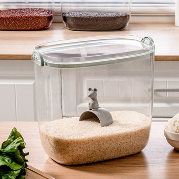 Cutie de depozitare orez, material PS, capacitate 9-10 L, sigilată, protecție împotriva umezelii și dăunătorilor, design modern minimalist