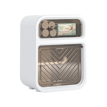 Cutie de hârtie igienică montată pe perete - polipropilenă, rezistentă la apă, fără găuri, pentru role de hârtie, design modern minimalist