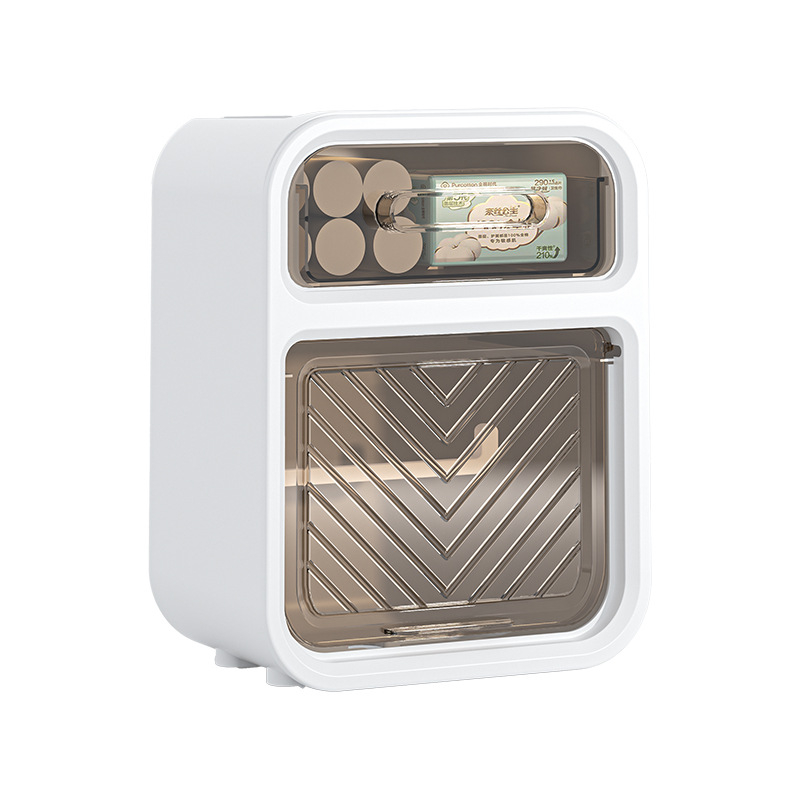 Cutie de hârtie igienică montată pe perete - polipropilenă, rezistentă la apă, fără găuri, pentru role de hârtie, design modern minimalist