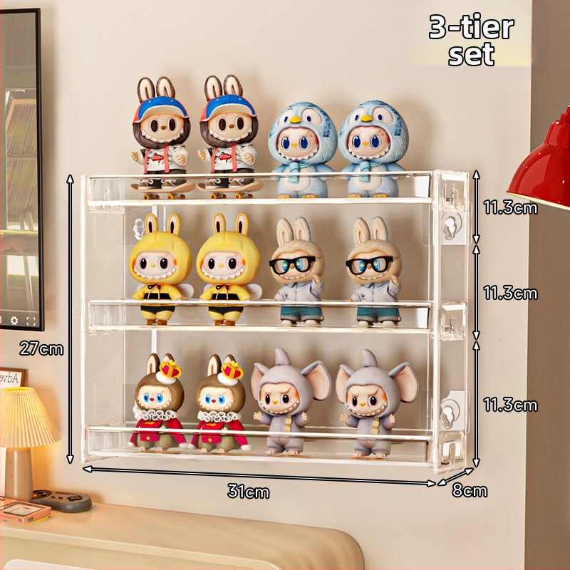 Zidni stalak za blind box lutke, model 888-3, plastika, sklopivi, mogućnost prilagodbe i tiskanje logotipa