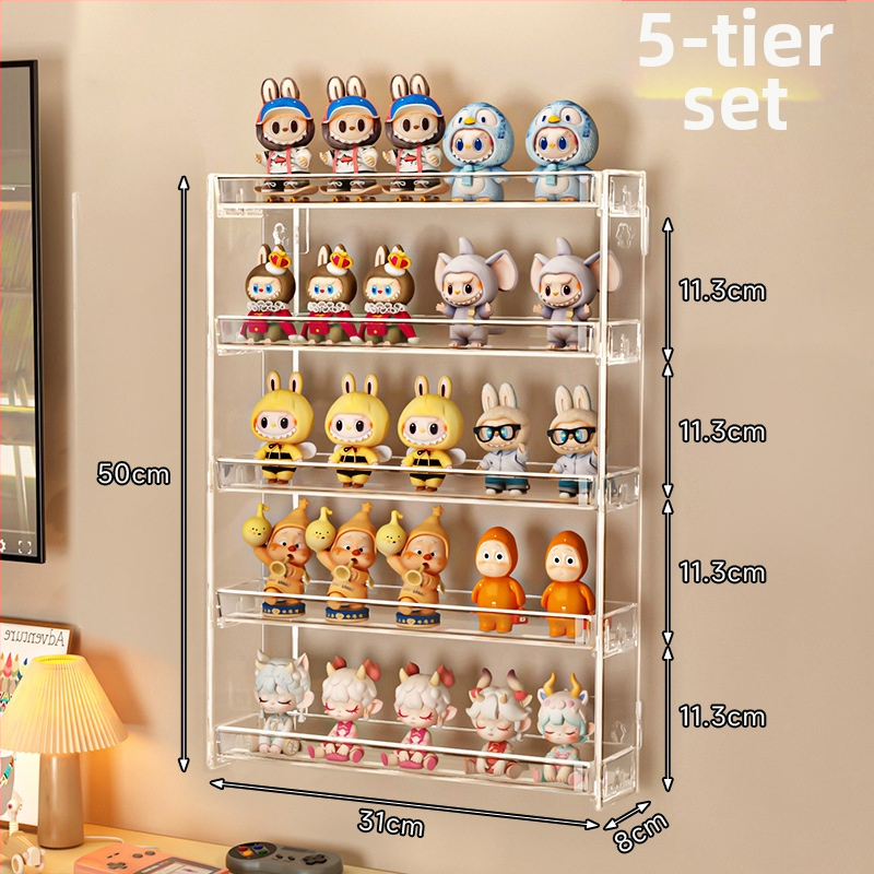 Zidni stalak za blind box lutke, model 888-3, plastika, sklopivi, mogućnost prilagodbe i tiskanje logotipa