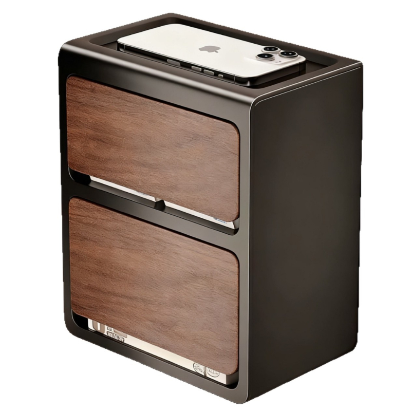 Zidna dvostruka kutija za toaletni papir s drvenim uzorkom, konstrukcija od ugljične čelika + ABS, montaža bez bušenja, vodootporna i višefunkcionalna.