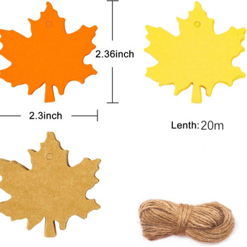 Etichete de cadou din Kraft cu frunză de arțar de Ziua Recunoștinței – DIY scrise de mână, goale, 150 buc./pachet