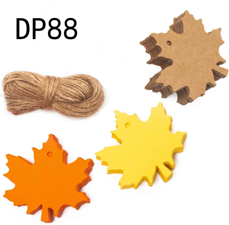 Etichete de cadou din Kraft cu frunză de arțar de Ziua Recunoștinței – DIY scrise de mână, goale, 150 buc./pachet