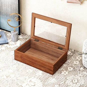 Cutie de depozitare pentru birou cu capac rabatabil, lemn de pin, 2 compartimente, protecție împotriva prafului, pentru bijuterii și obiecte mărunte