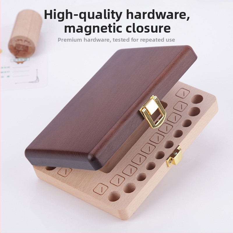 Drvena kutija za mliječne zube za dječake i djevojčice, kutija za čuvanje pupčane vrpce i bebinih vlasi