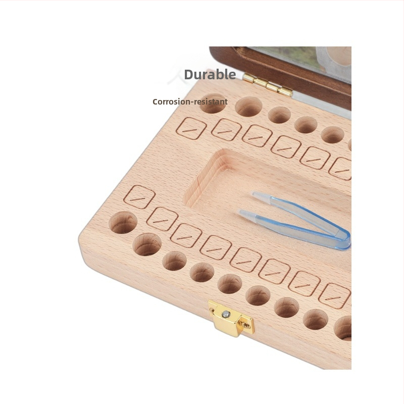 Drvena kutija za mliječne zube za dječake i djevojčice, kutija za čuvanje pupčane vrpce i bebinih vlasi