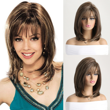 Női paróka egzotikus stílussal, Qi frufru, modell WIG-257, hőálló szintetikus haj, realisztikus megjelenés