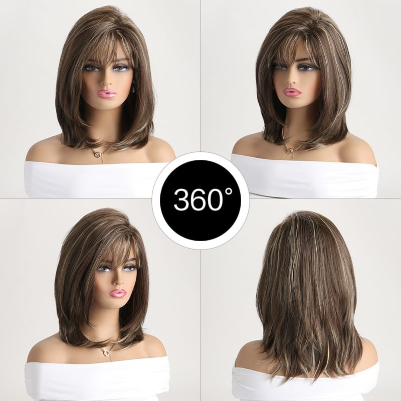 Női paróka egzotikus stílussal, Qi frufru, modell WIG-257, hőálló szintetikus haj, realisztikus megjelenés