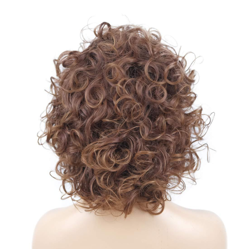 Perucă cu păr scurt buclat, stil Ruili, model 8871, sârmă rezistentă la temperaturi înalte, construcție cu mecanism, poate fi vopsită sau tratată prin permanent