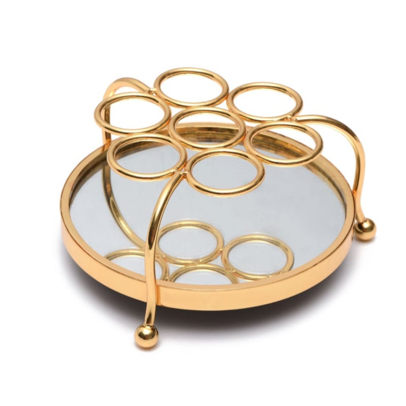 Κουτί αποθήκευσης κραγιόν με δίσκο καθρέφτη, ευρωπαϊκού στυλ, μεταλλικό και γυάλινο, επιτραπέζια χρήση, ένα επίπεδο, κατάλληλο για ταξίδι, υπνοδωμάτιο και μπάνιο