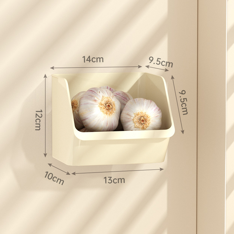 Cutie de depozitare montată pe perete, din plastic PP+PET, 5L, fără găuri, pentru ceapă verde, ghimbir și usturoi în bucătărie
