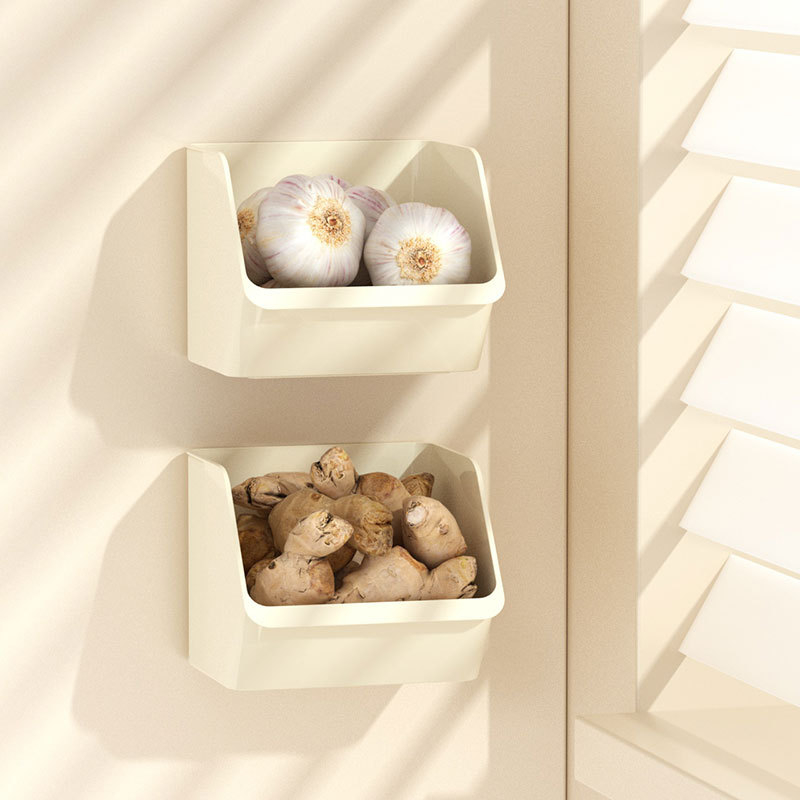 Cutie de depozitare montată pe perete, din plastic PP+PET, 5L, fără găuri, pentru ceapă verde, ghimbir și usturoi în bucătărie