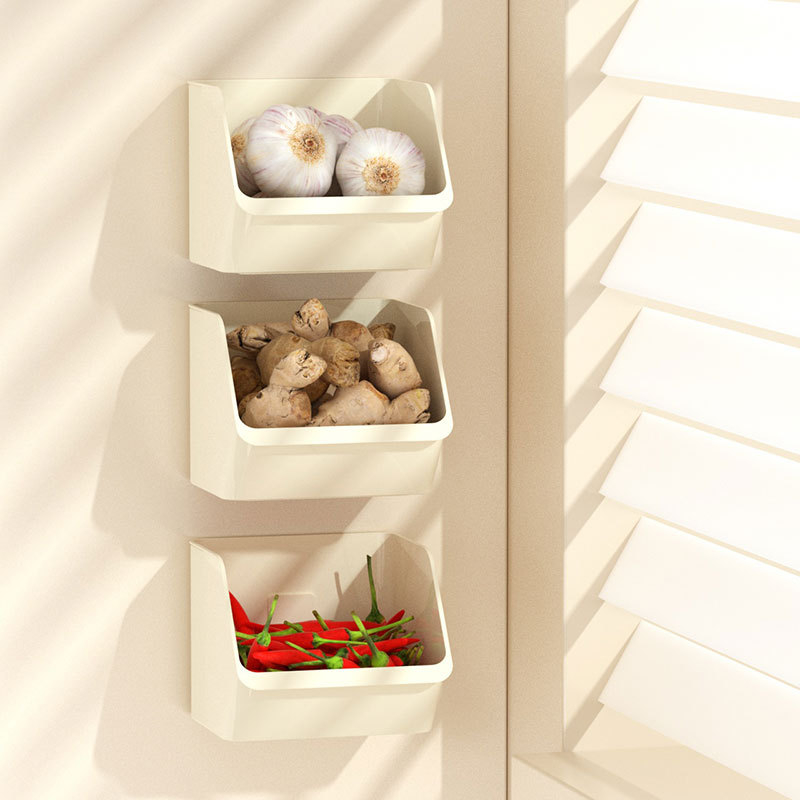 Cutie de depozitare montată pe perete, din plastic PP+PET, 5L, fără găuri, pentru ceapă verde, ghimbir și usturoi în bucătărie