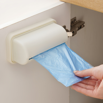 Organizator de sacoșe de gunoi din plastic, montat pe perete, fără găuri, cu capac, capacitate 1 L