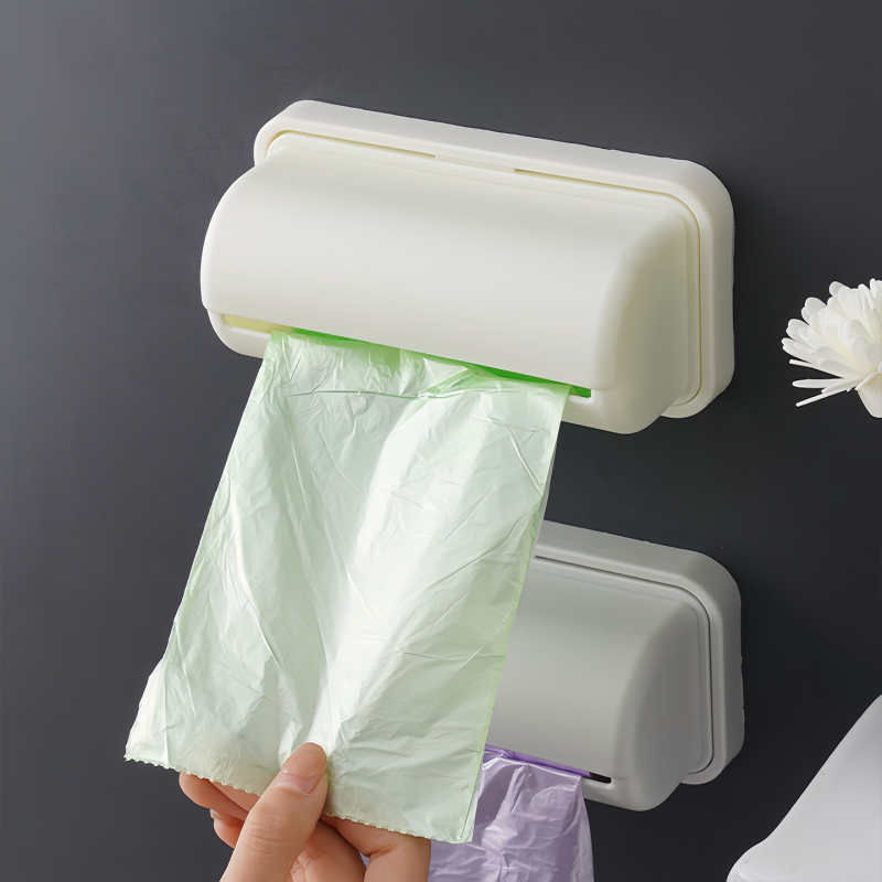 Organizator de sacoșe de gunoi din plastic, montat pe perete, fără găuri, cu capac, capacitate 1 L