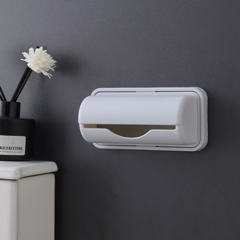 Organizator de sacoșe de gunoi din plastic, montat pe perete, fără găuri, cu capac, capacitate 1 L