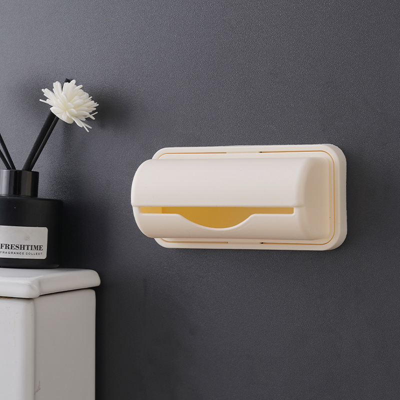 Organizator de sacoșe de gunoi din plastic, montat pe perete, fără găuri, cu capac, capacitate 1 L