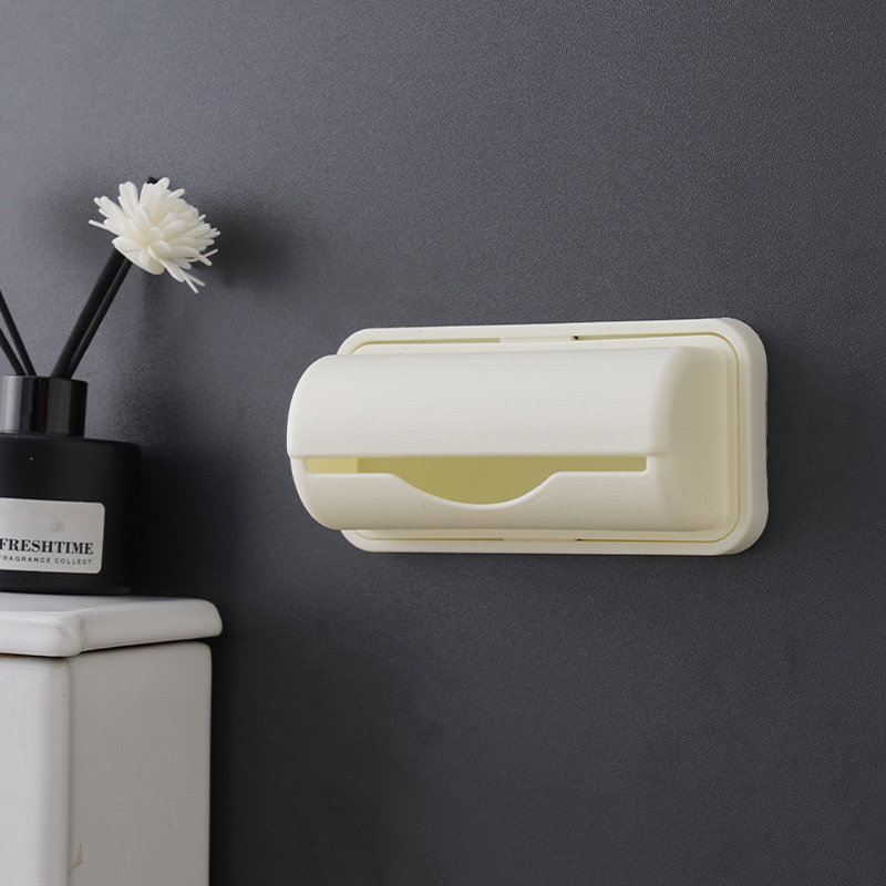 Organizator de sacoșe de gunoi din plastic, montat pe perete, fără găuri, cu capac, capacitate 1 L