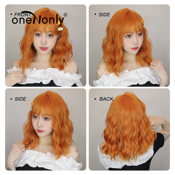 Perucă cu păr scurt buclat, model wl1006-1, stil dulce japonez și coreean, mătase autohtonă, breton drept