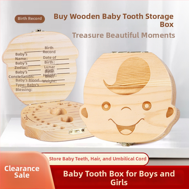 Dječja drvena kutija za pohranu zuba – kutija za mliječne zube, memorijska kutija za uzrast 4–6 godina, drvena igračka do 14 godina