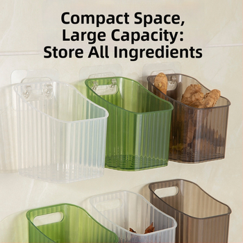 Zidni kuhinjski organizator za pohranu luka, đumbira i češnjaka – plastična kutija za pohranu, montaža bez bušenja, moderni jednostavni dizajn, težina 50 g