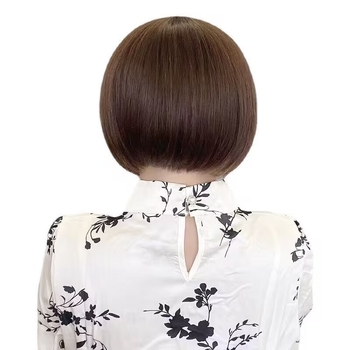 Perucă pentru femei cu păr scurt drept, breton oblic, aspect natural, fibre rezistente la temperaturi înalte, model 16025