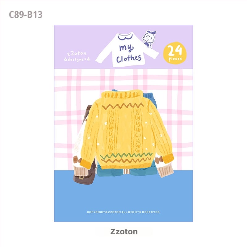 Декоративни бележки за планер от серията маслени пастели: Прегръдка на дрехи; Материал: хартия; Стил: модерен минимализъм; Изработка: печат