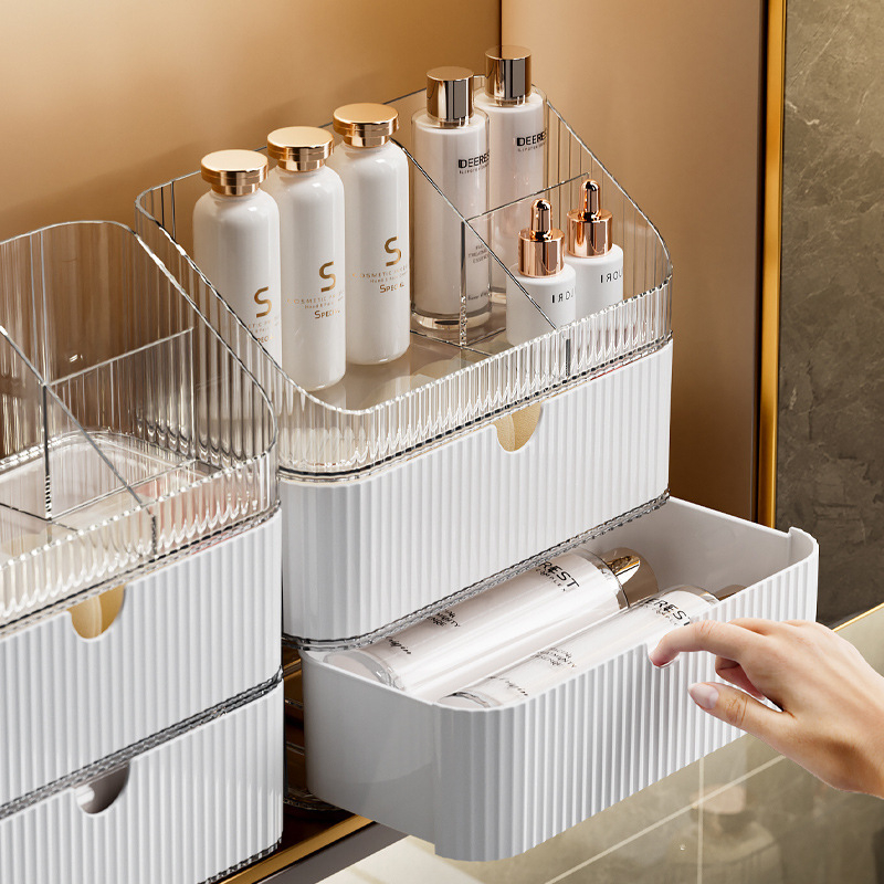 Cutie de depozitare pentru cosmetice din PET cu separatoare, design modern minimalist, pentru baie și dormitor, modele JW3215 JW3216