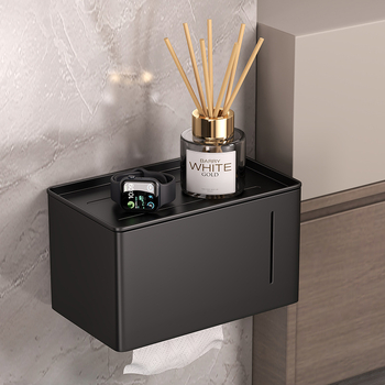 Raft de perete pentru cutie de hârtie igienică – stil modern minimalist, oțel carbon, model 022, impermeabil, multifuncțional