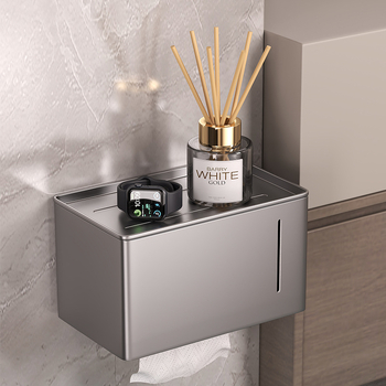 Raft de perete pentru cutie de hârtie igienică – stil modern minimalist, oțel carbon, model 022, impermeabil, multifuncțional
