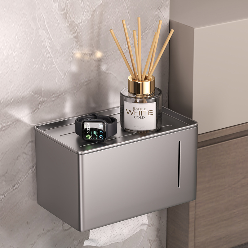 Raft de perete pentru cutie de hârtie igienică – stil modern minimalist, oțel carbon, model 022, impermeabil, multifuncțional