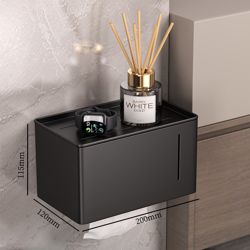 Raft de perete pentru cutie de hârtie igienică – stil modern minimalist, oțel carbon, model 022, impermeabil, multifuncțional