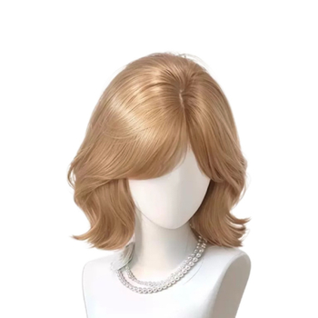 Perucă scurtă bucle cu breton, fibră sintetică rezistentă la căldură, stil natural, model LZD