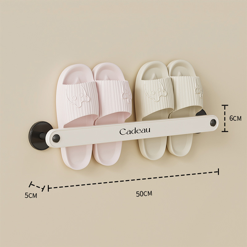 Raft pentru papuci de baie - fără găuri, agățat pe perete, din plastic, 1 nivel, baie