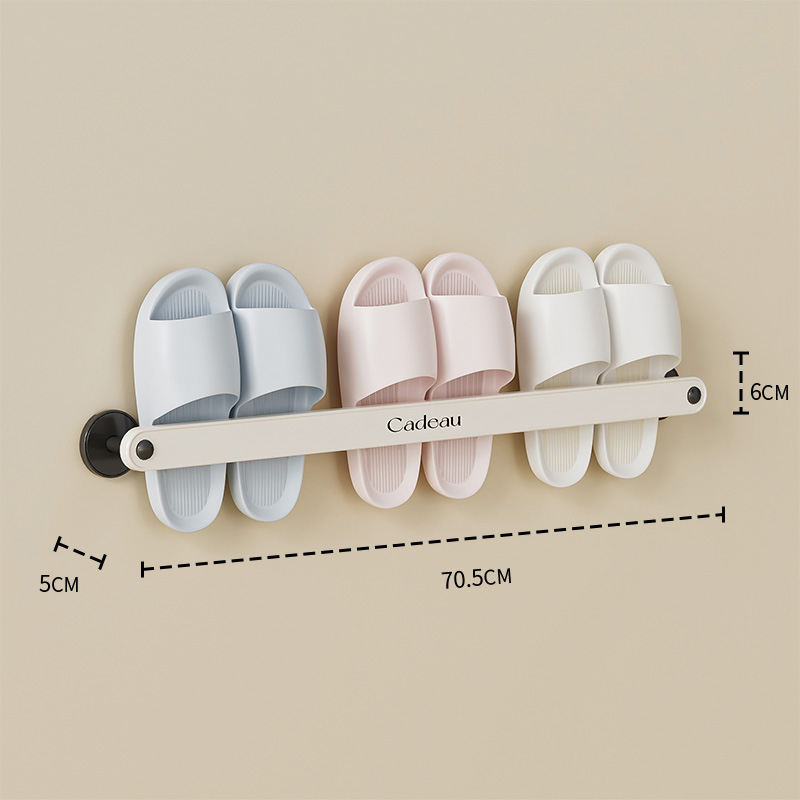 Raft pentru papuci de baie - fără găuri, agățat pe perete, din plastic, 1 nivel, baie