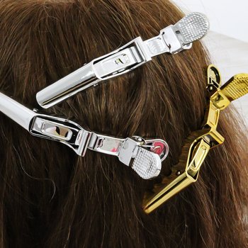 електроплатиран крокодилен щип за коса с дълга уста, за разделяне на кичури при боядисване и къдрене