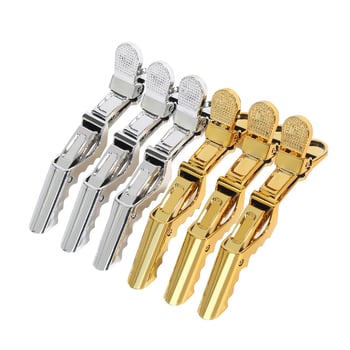 електроплатиран крокодилен щип за коса с дълга уста, за разделяне на кичури при боядисване и къдрене