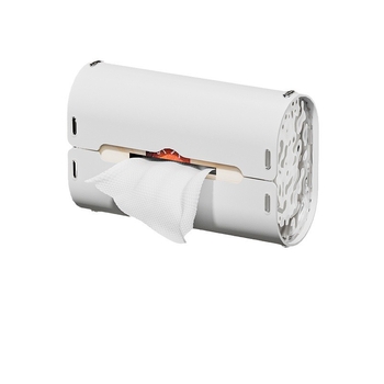 Cutie de șervețele cu ventuză, montată pe perete – recipient din plastic, multifuncțional pentru baie, bucătărie și mașină, cu șervețele detașabile, stil modern minimalist