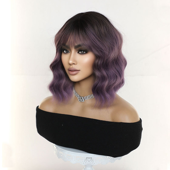 Perucă cu stil natural, mătase rezistentă la temperaturi înalte, mecanism de fabricație, breton drept, conturare a feței și anti-îmbătrânire