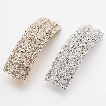 Clip de păr cu mărgele din rhinestone, design floral, prindere Crocodile, placare electroplată